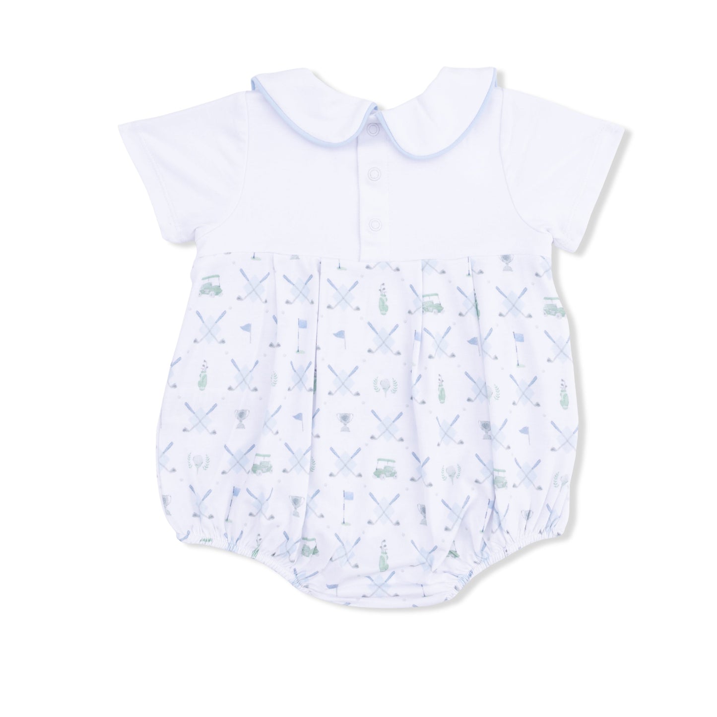 Golf Trellis Blue - Classic Box Pleat Bubble - Hello Baby Apparel