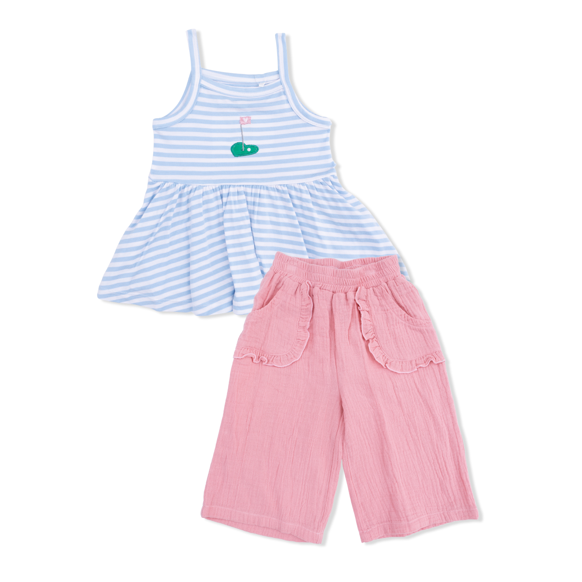 Striped Golf - Peplum Tank with Wide Leg Pant - Hello Baby Apparel
