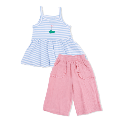 Striped Golf - Peplum Tank with Wide Leg Pant - Hello Baby Apparel