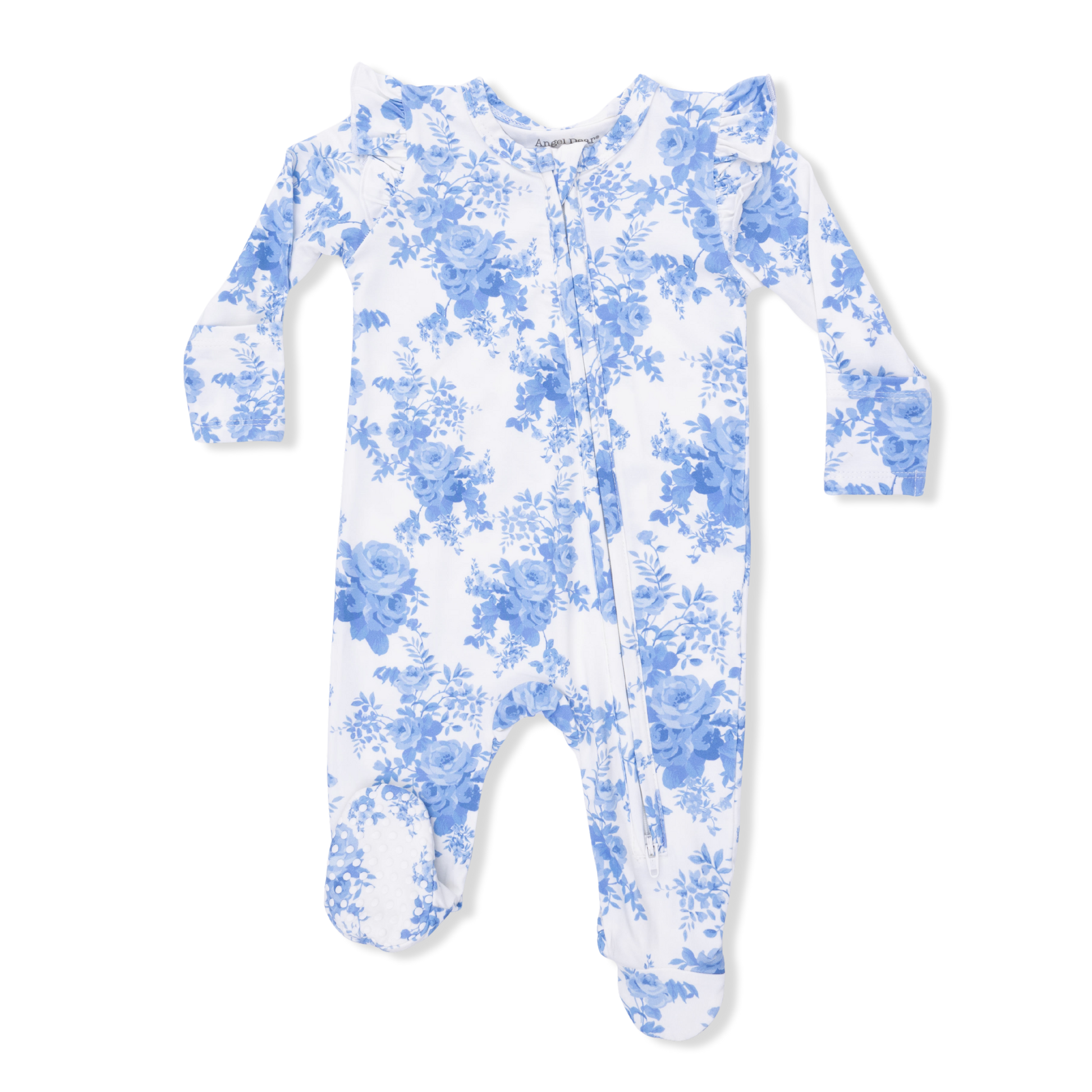 Dream Cottage Floral - 2 Way Ruffle Sleeve Zipper Footie - Hello Baby Apparel