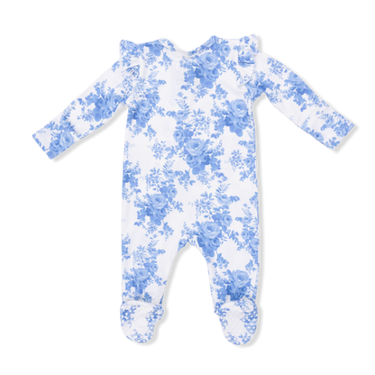 Dream Cottage Floral - 2 Way Ruffle Sleeve Zipper Footie - Hello Baby Apparel
