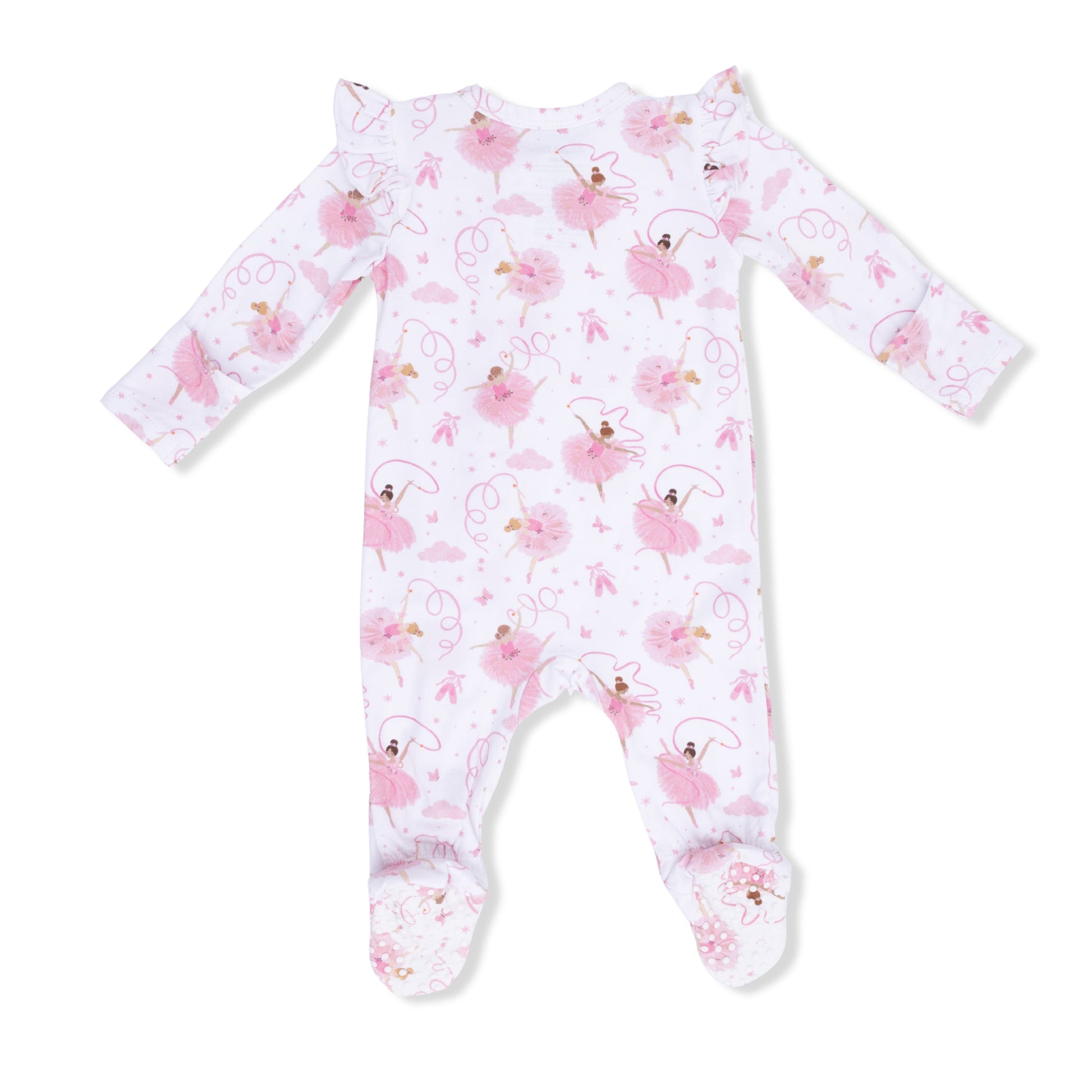 Ribbon Ballerinas - 2 Way Ruffle Sleeve Zipper Footie - Hello Baby Apparel