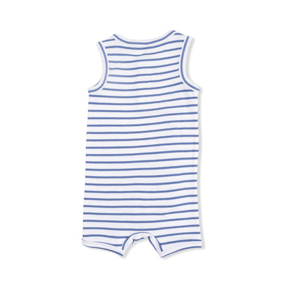Navy Stripe - Henley Shortie Romper - Hello Baby Apparel