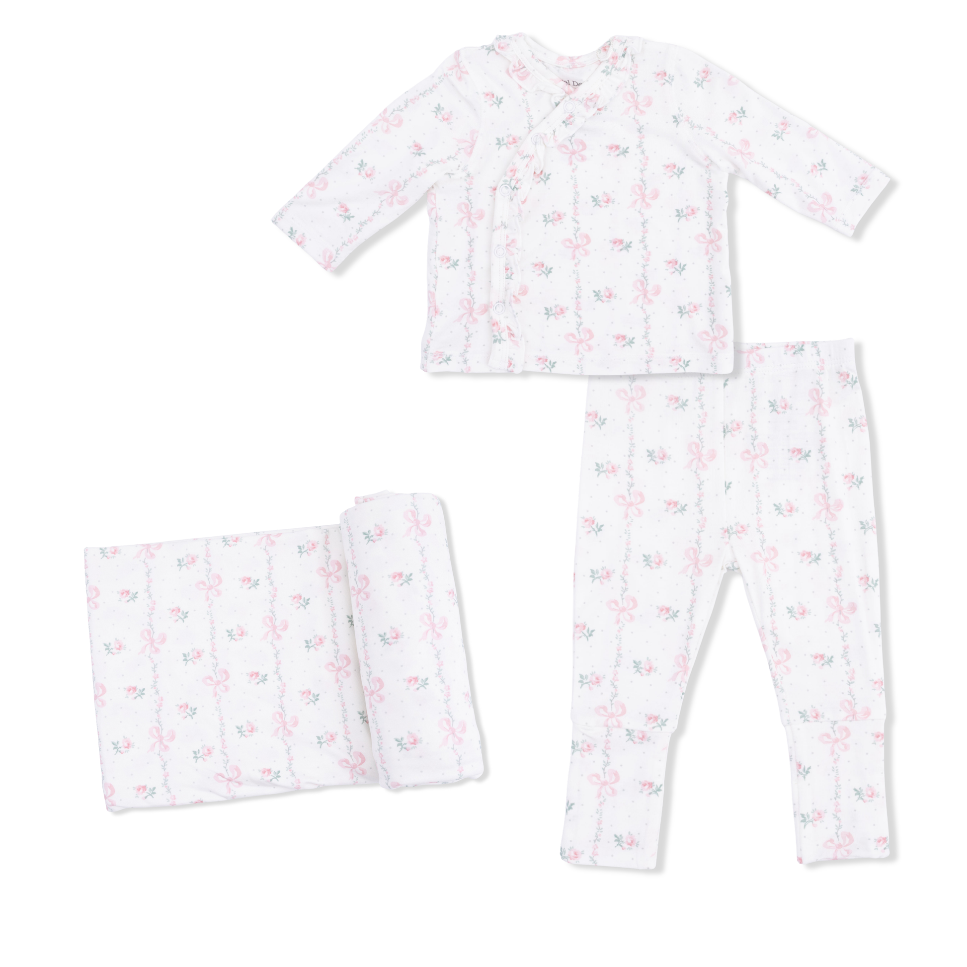 Dainty Buds and Bows - Take Me Home Set with Convertible Pant  & Swaddle Blanket Set - Hello Baby Apparel
