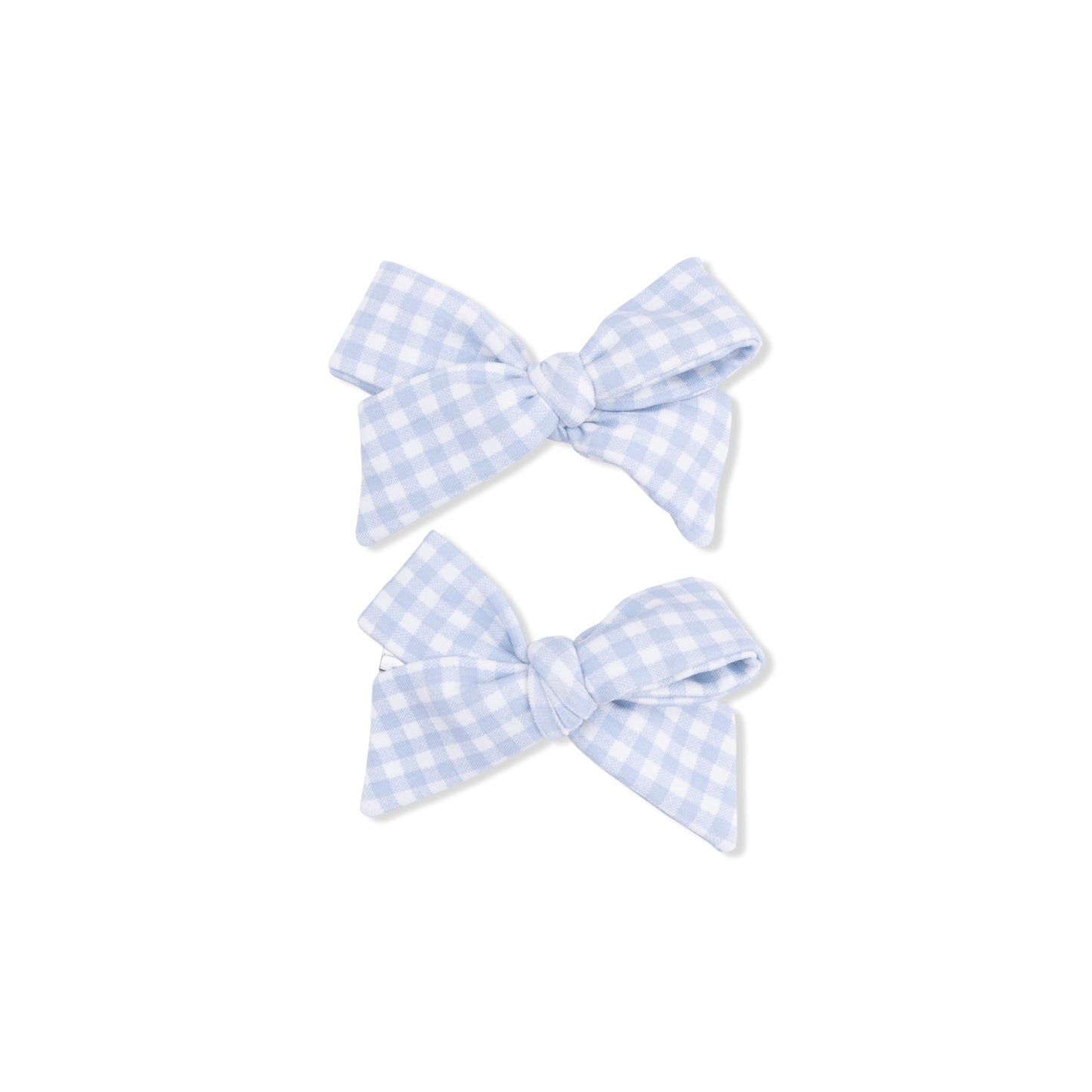 Mini Gingham Blue - 2 Pack Bow Clips - Hello Baby Apparel