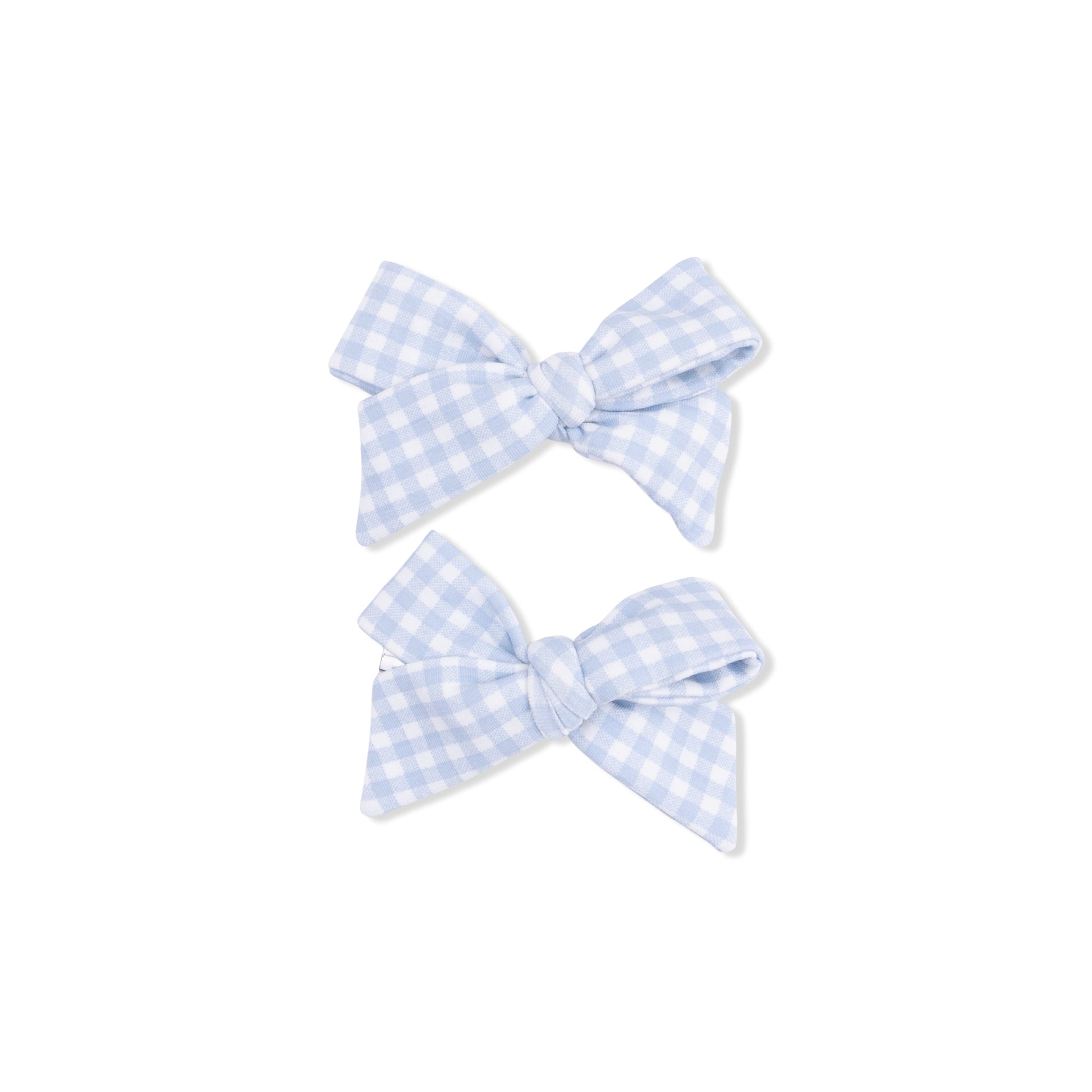Mini Gingham Blue - 2 Pack Bow Clips - Hello Baby Apparel