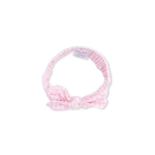 Mini Gingham Pink - Knot Headband - Hello Baby Apparel
