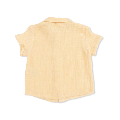 Micro Gingham Blue Blizzard - Polo Button Up with Casual Short - Hello Baby Apparel