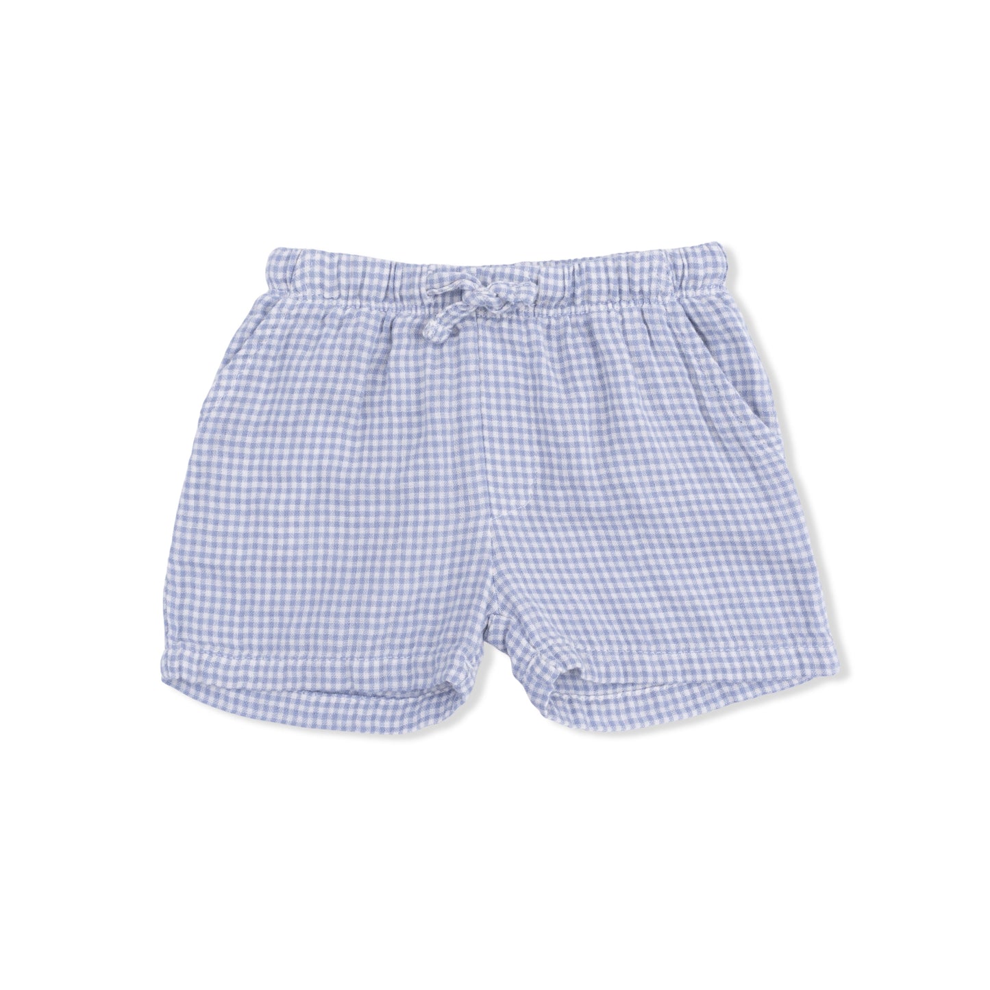Micro Gingham Blue Blizzard - Polo Button Up with Casual Short - Hello Baby Apparel