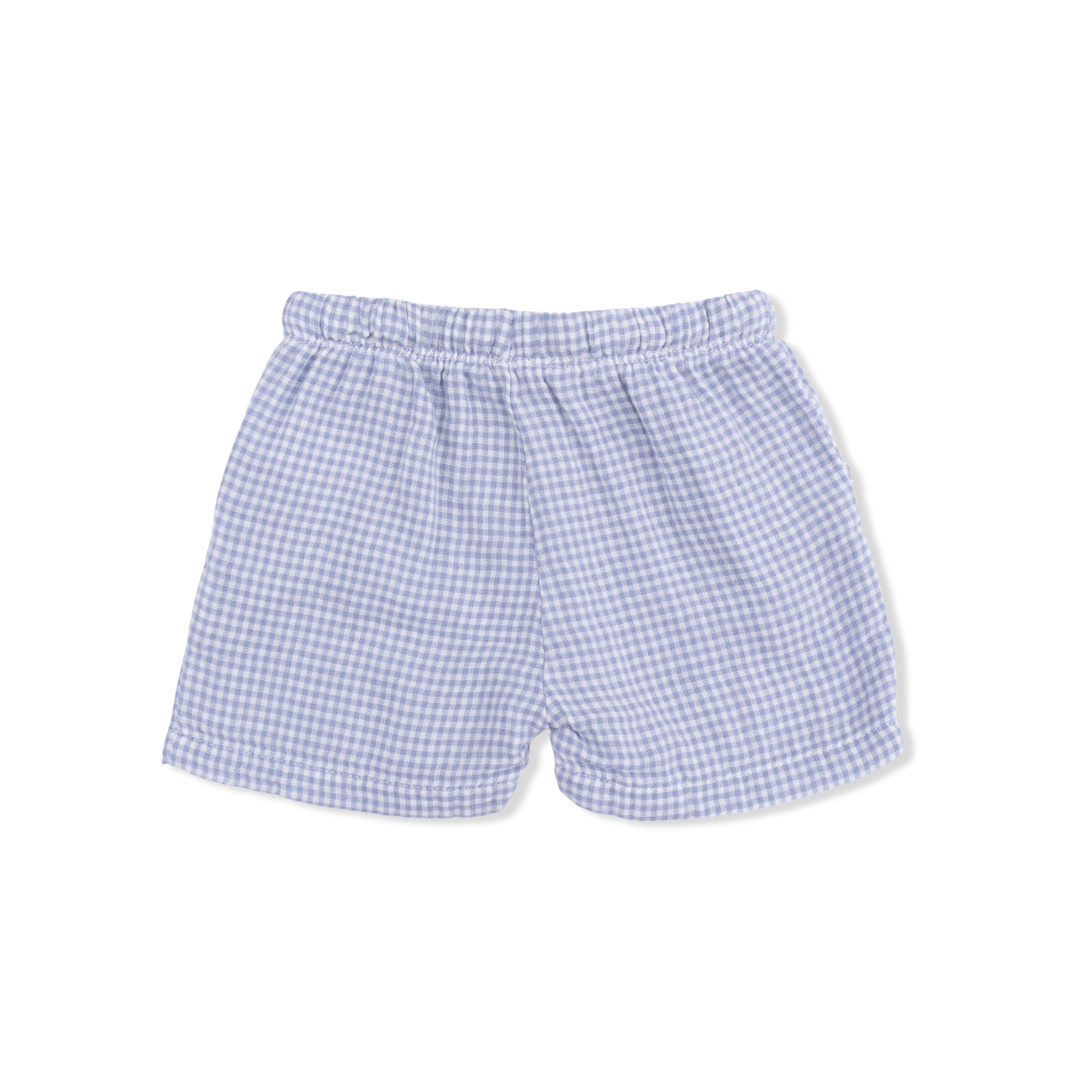 Micro Gingham Blue Blizzard - Polo Button Up with Casual Short - Hello Baby Apparel