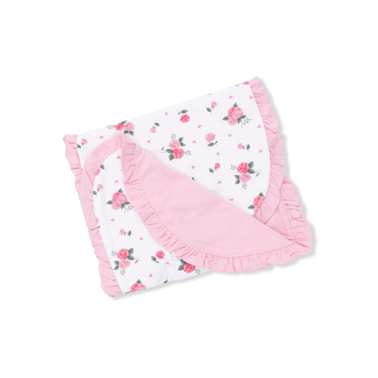 Pink Rosettes - Ruffle Burp Cloth - Hello Baby Apparel