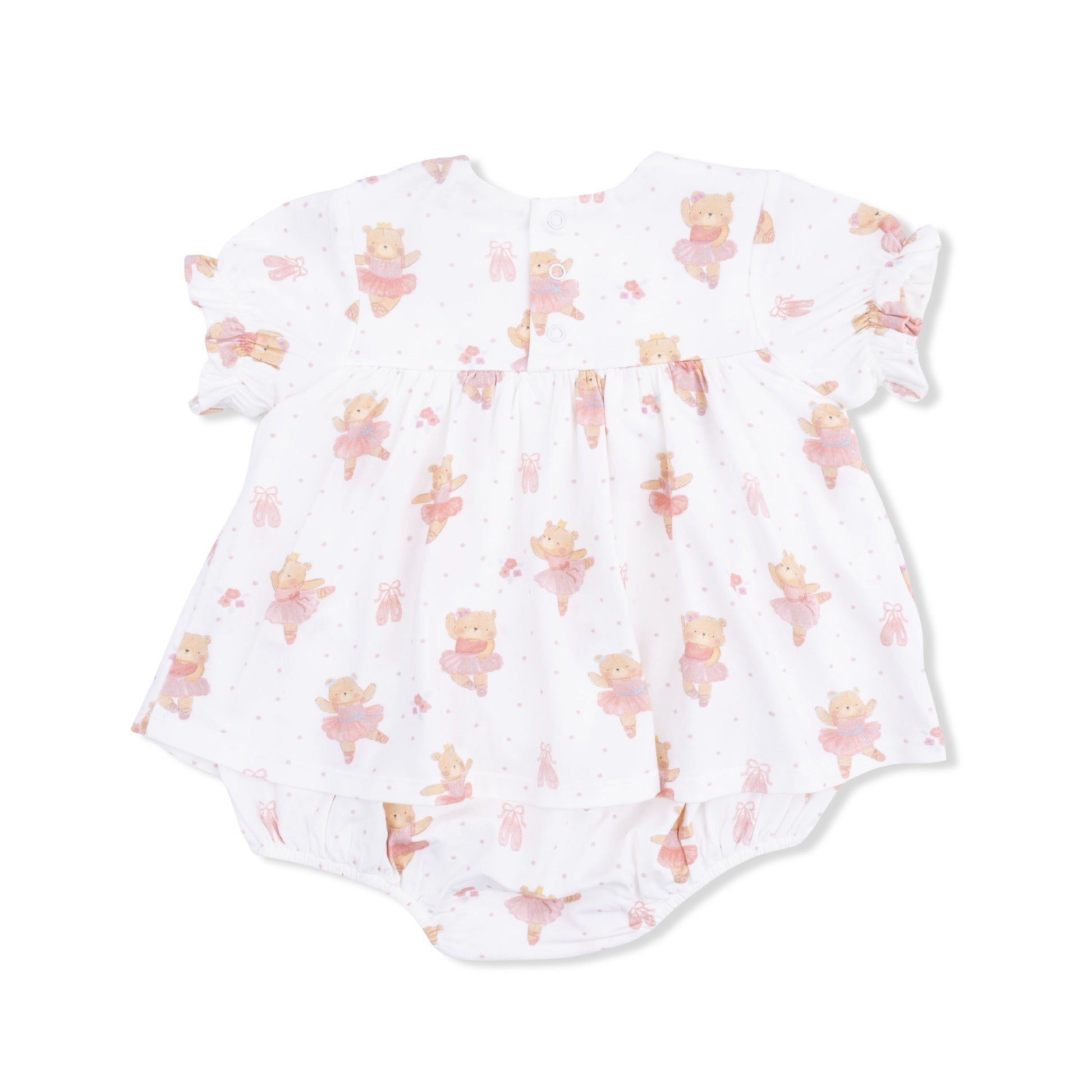 Teddy Bear Ballerina - Smocked Ruffle Bubble with Skirt - Hello Baby Apparel