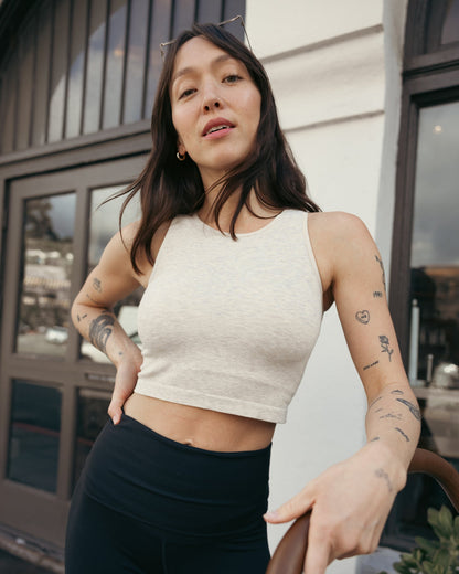 Sublime® Bamboo Maternity & Nursing Longline Bra Top | Oatmeal Heather - Hello Baby Apparel