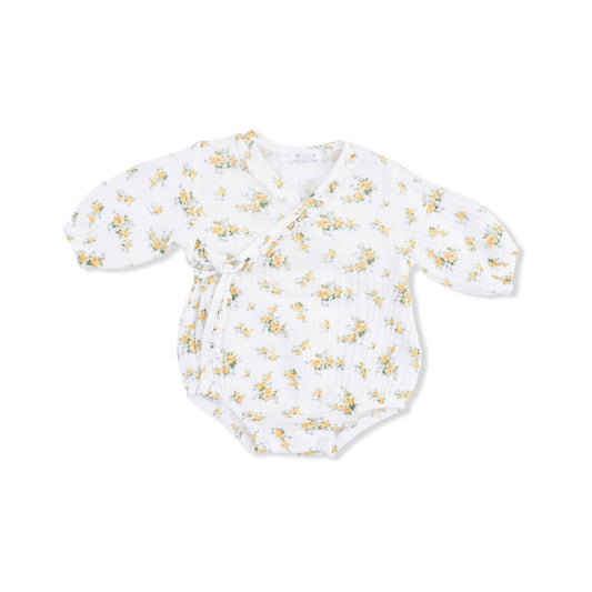 Sunshine Roses - Long Sleeve Kimono Bodysuit - Hello Baby Apparel