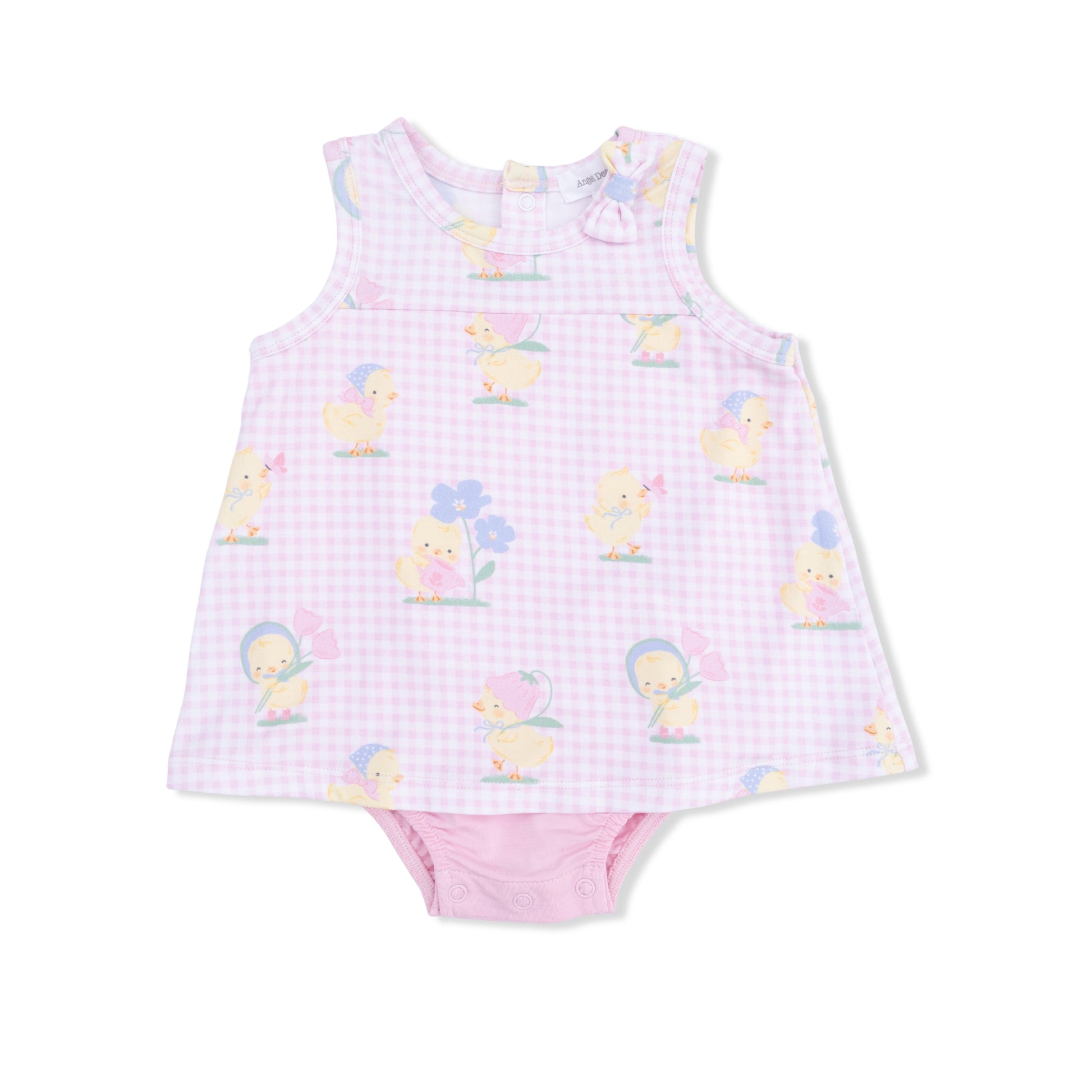 Vintage Spring Ducklings Pink - A-Line Bodysuit Dress - Hello Baby Apparel