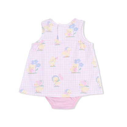 Vintage Spring Ducklings Pink - A-Line Bodysuit Dress - Hello Baby Apparel