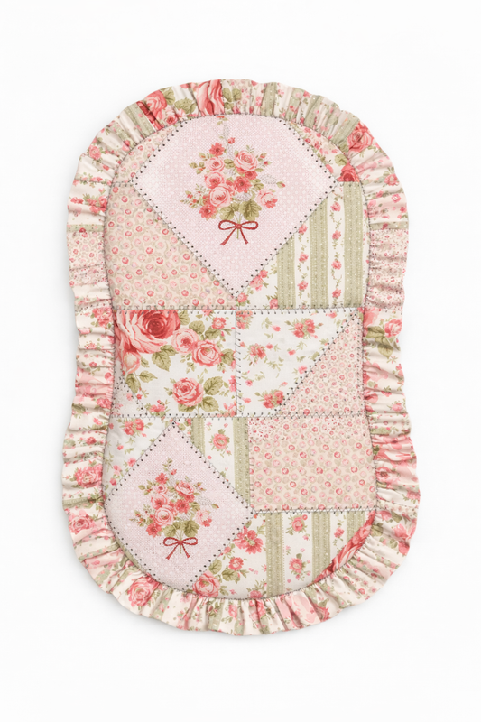 Pink Floral Patch Ruffle Baby Lounger Cover