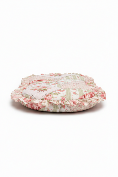 Pink Floral Patch Ruffle Baby Lounger Cover