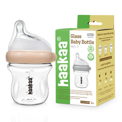 Haakaa Generation 3 Glass Baby Bottle 3 oz/90 ml, 1 PK - Hello Baby Apparel