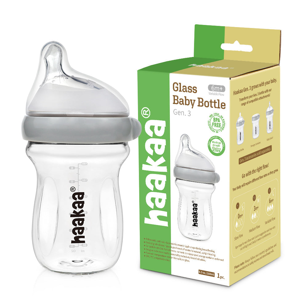 Haakaa Generation 3 Glass Baby Bottle 6 oz/160 ml, 1 PK - Hello Baby Apparel