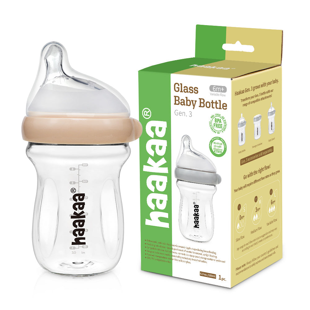 Haakaa Generation 3 Glass Baby Bottle 6 oz/160 ml, 1 PK - Hello Baby Apparel