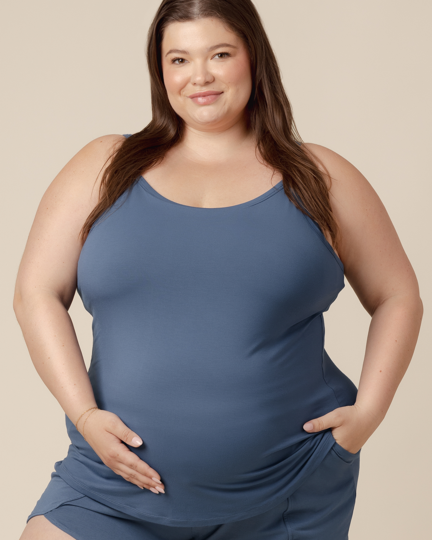 Bamboo Lounge Around Nursing Tank | Slate Blue - Hello Baby Apparel
