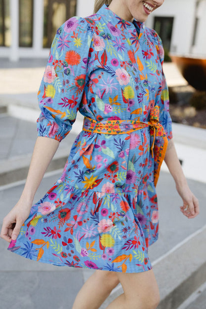 Hazel Dress - Blue Botanical - Hello Baby Apparel