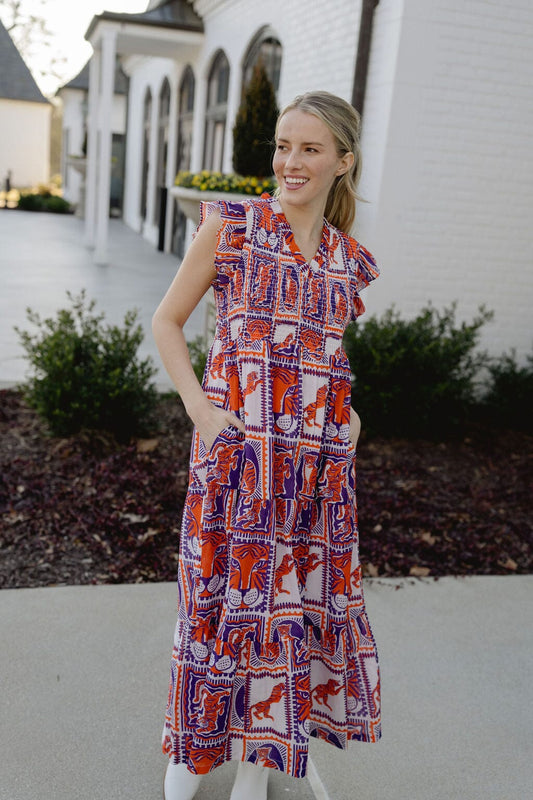 Tiger Game Day Maxi Dress | Orange & Purple - Hello Baby Apparel