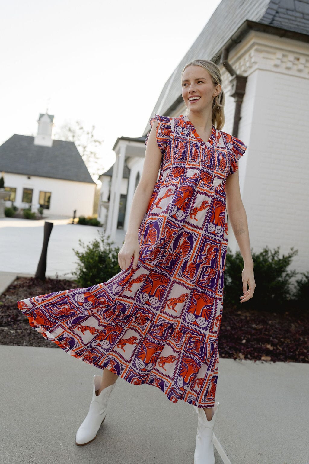 Tiger Game Day Maxi Dress | Orange & Purple - Hello Baby Apparel