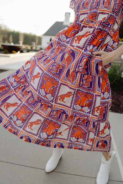 Tiger Game Day Maxi Dress | Orange & Purple - Hello Baby Apparel
