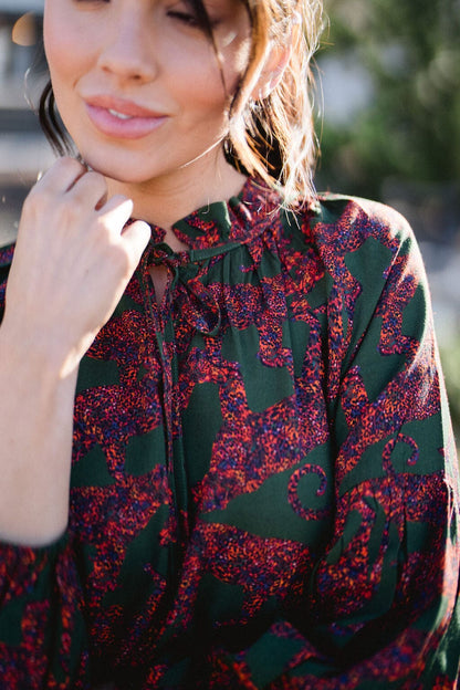 Nora Blouse - Olive Leopard - final sale - Hello Baby Apparel