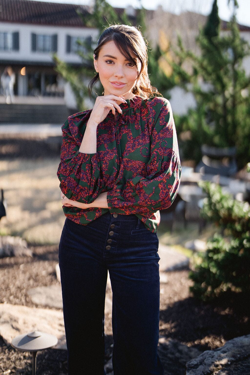 Nora Blouse - Olive Leopard - final sale - Hello Baby Apparel