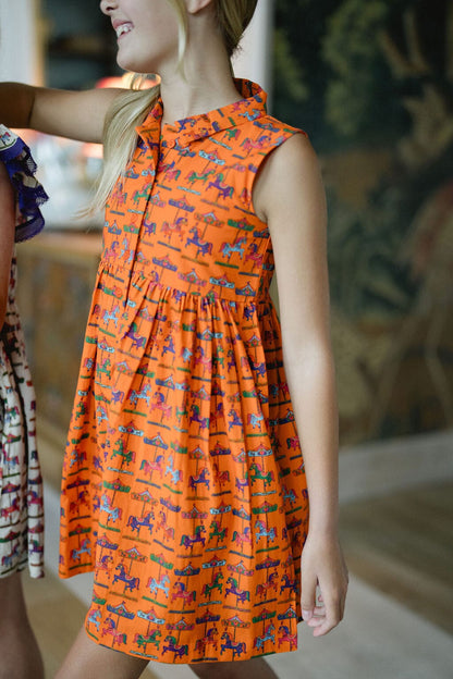Girls Rachel Dress- Vibrant Orange - Hello Baby Apparel