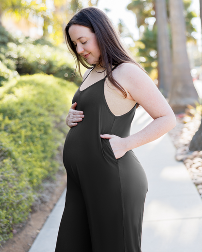 Charlie Maternity & Nursing Romper | Black - Hello Baby Apparel