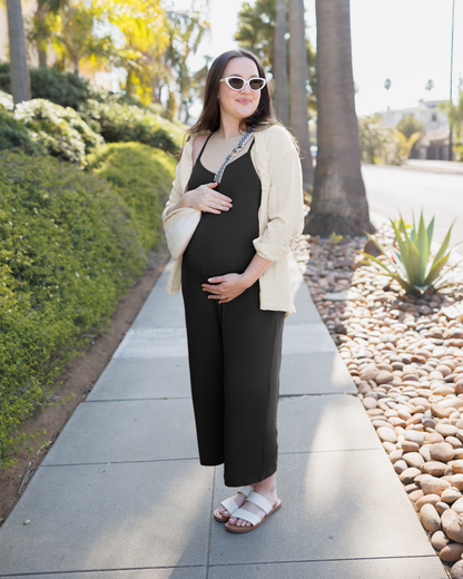 Charlie Maternity & Nursing Romper | Black - Hello Baby Apparel
