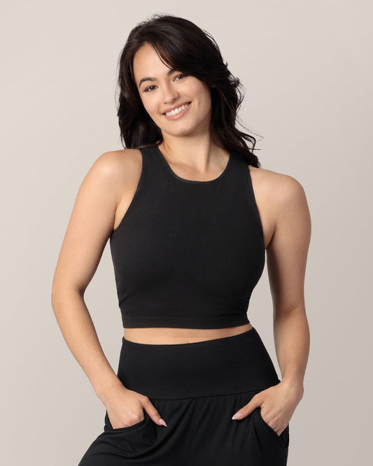 Sublime® Bamboo Maternity & Nursing Longline Bra Top | Black - Hello Baby Apparel
