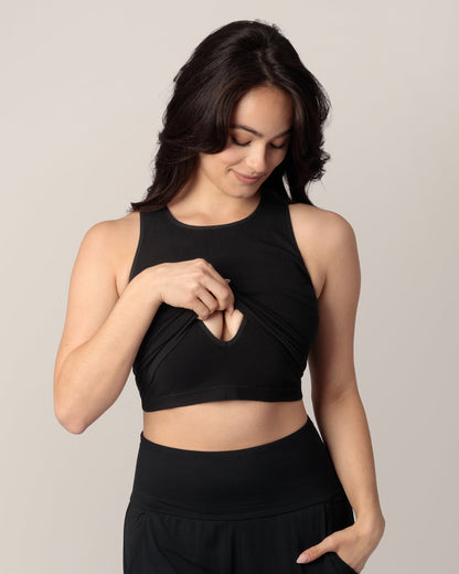 Sublime® Bamboo Maternity & Nursing Longline Bra Top | Black - Hello Baby Apparel