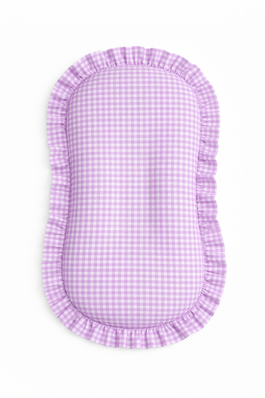 Purple Gingham Ruffle Baby Lounger Cover