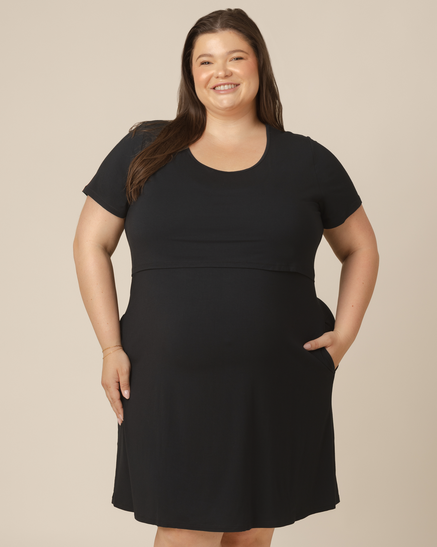 Eleanora Bamboo Maternity & Nursing Dress | Black - Hello Baby Apparel