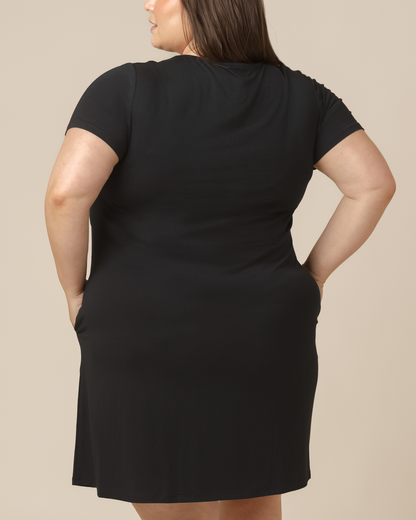 Eleanora Bamboo Maternity & Nursing Dress | Black - Hello Baby Apparel