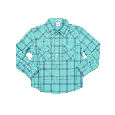 Blue & Green Plaid Flannel Pearl Snap Long Sleeve Shirt || BlueQuail Clothing