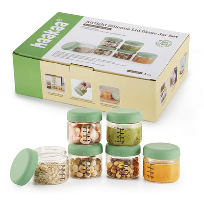 Haakaa Sealed Glass Storage Jar Set - 6 x 4 oz Glass Jars - Hello Baby Apparel