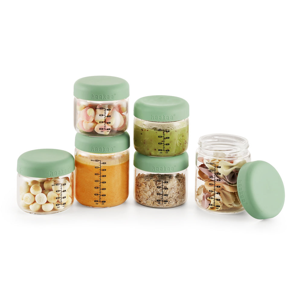 Haakaa Sealed Glass Storage Jar Set - 6 x 4 oz Glass Jars - Hello Baby Apparel