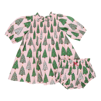 Baby Girls Stevie Puff Sleeve Dress set - Pink Trees || Pink Chicken