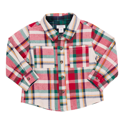 Baby Boys Jack Shirt - Holiday Tartan || &nbsp;Pink Chicken