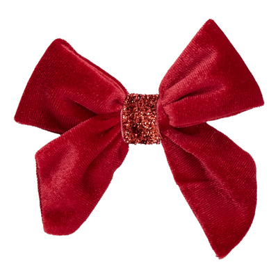 Girls Velour Bow - Red || Pink Chicken