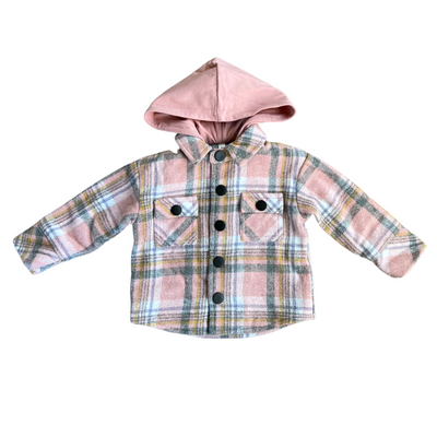 Babysprouts || Pink Plaid Hooded Shacket