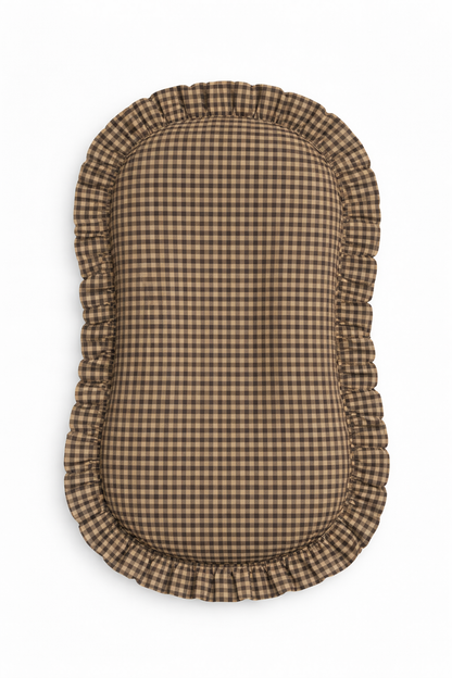 Brown Gingham Ruffle Baby Lounger Cover