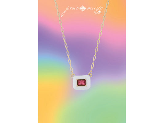 White Rectangle Gem Necklace - Hello Baby Apparel