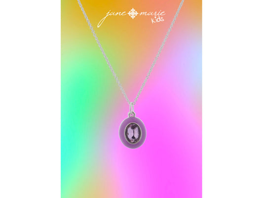 Purple Oval Gem Necklace - Hello Baby Apparel
